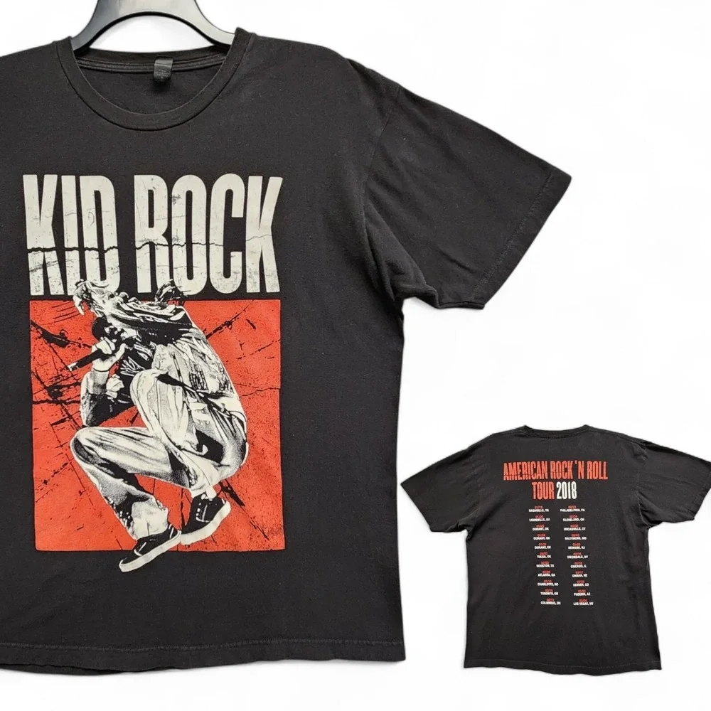 Kid Rock American Rock 'N Roll Tour 2018 Shirt sz XL (Fits as Large) Black READ‎